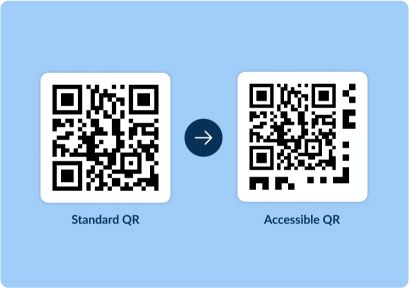 Two QR codes side by side, one showing the standard QR code and the other showing an accessible QR code.