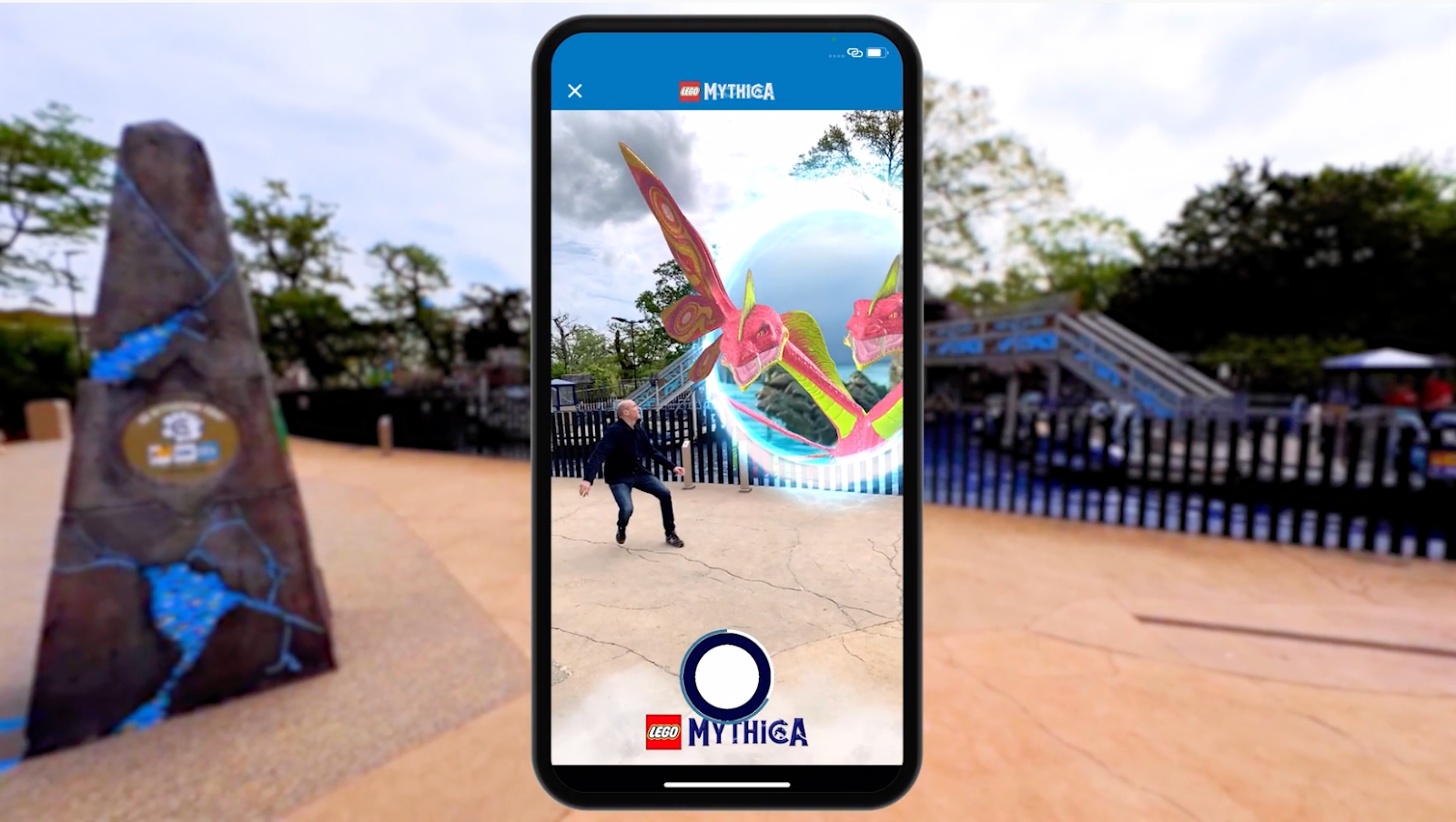 AR app example LEGO MYTHICA, dragon portal