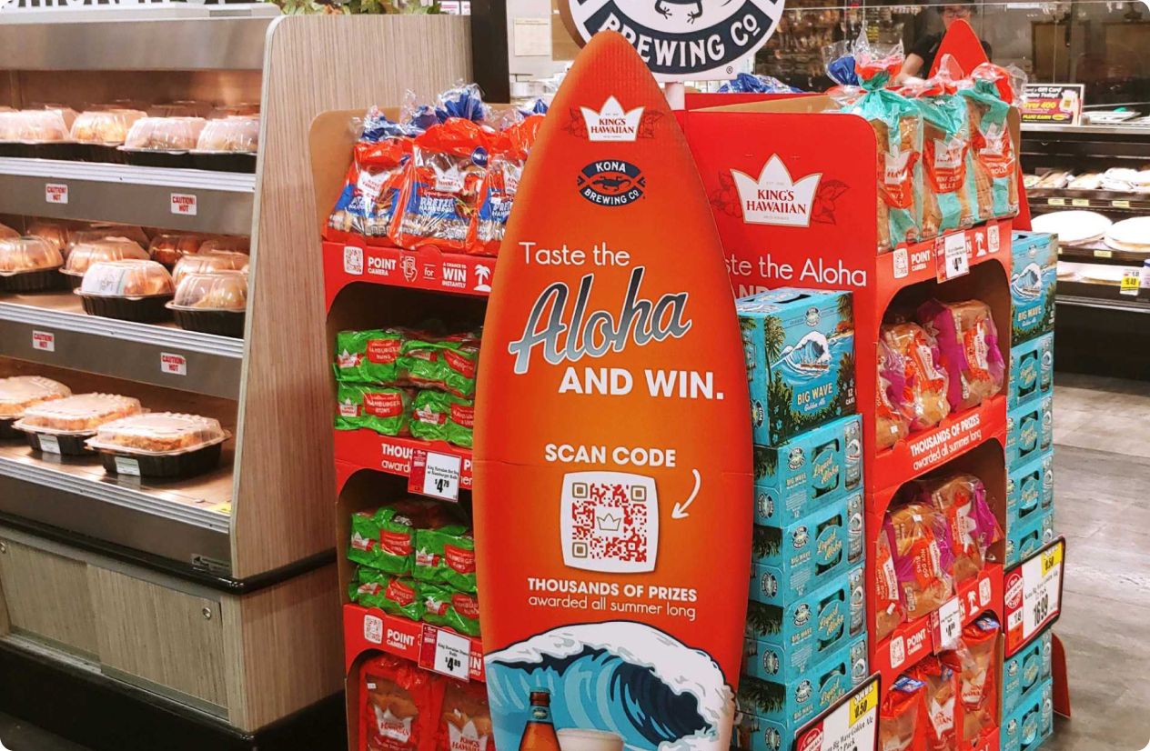 The in-store experience can be launched from the CTAs placed on a variety of POS material around the Kings Hawaiian and Kona locations in store